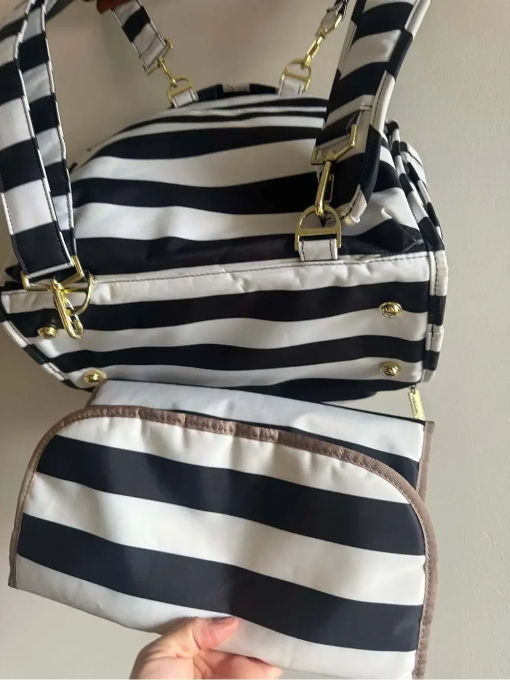 JuJuBe B.F.F. The First Lady Convertible Diaper Bag Black White Gold Luxury Baby